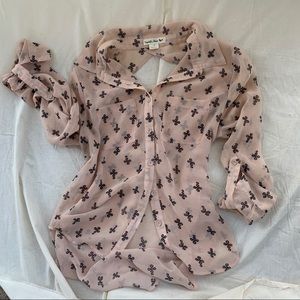 See-through blush blouse